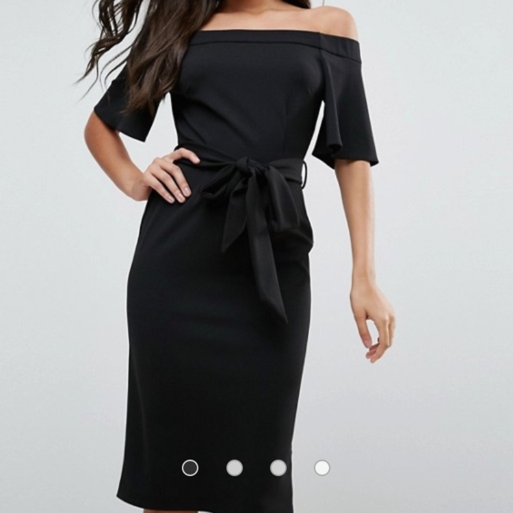 Asos Midi Dress with off shoulder and a self tie